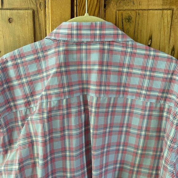 Men's Crown & Ivy XL Slim Fit Blue Red White‎ Long Sleeve Button Front Shirt - Picture 8 of 9